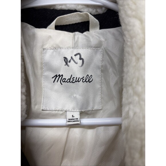 Madewell Sherpa McClancy Coat Long Wool Blend Faux Fur Jacket Size Large - Picture 4 of 8